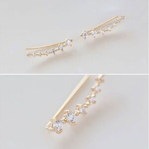 Gold plated CZ ear climbers ear crawlers earrings NEW